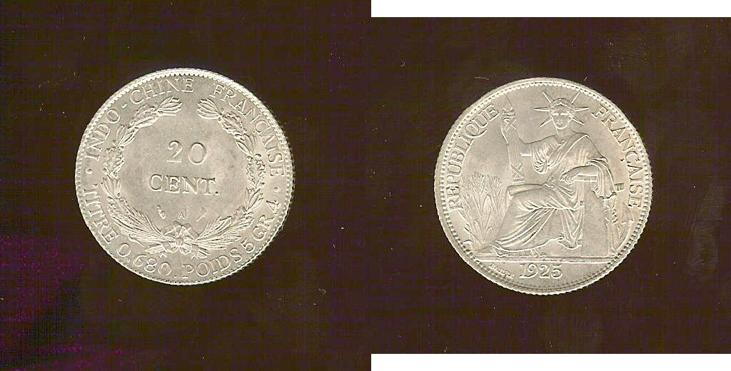 French Indochina 20 centimes 1925 BU